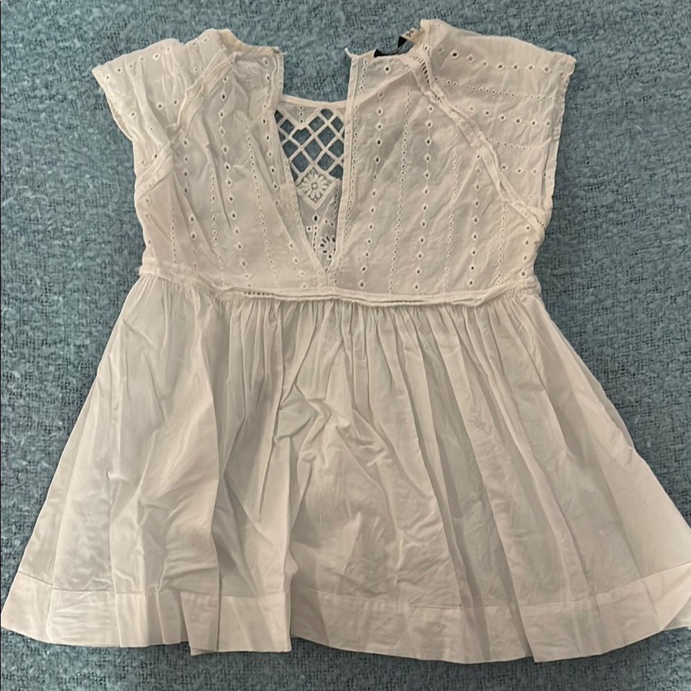 Zara Basic White Eyelet Dress or blouse